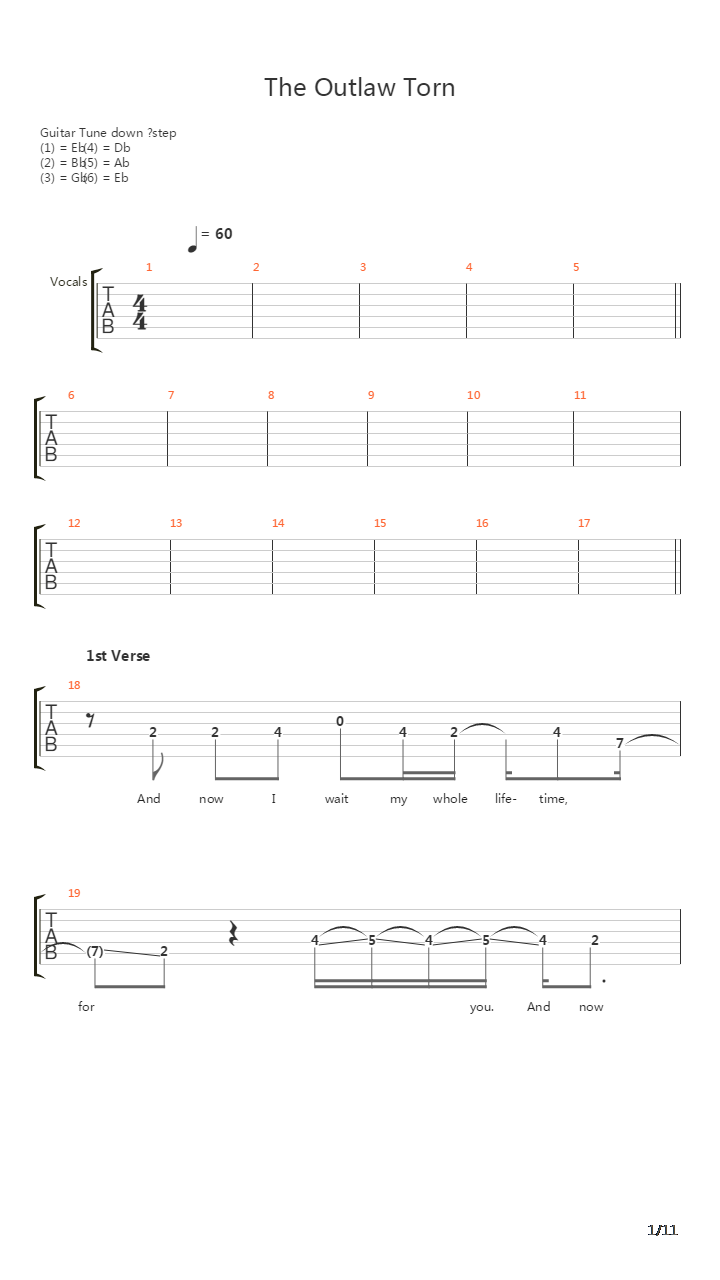 The Outlaw Torn吉他谱