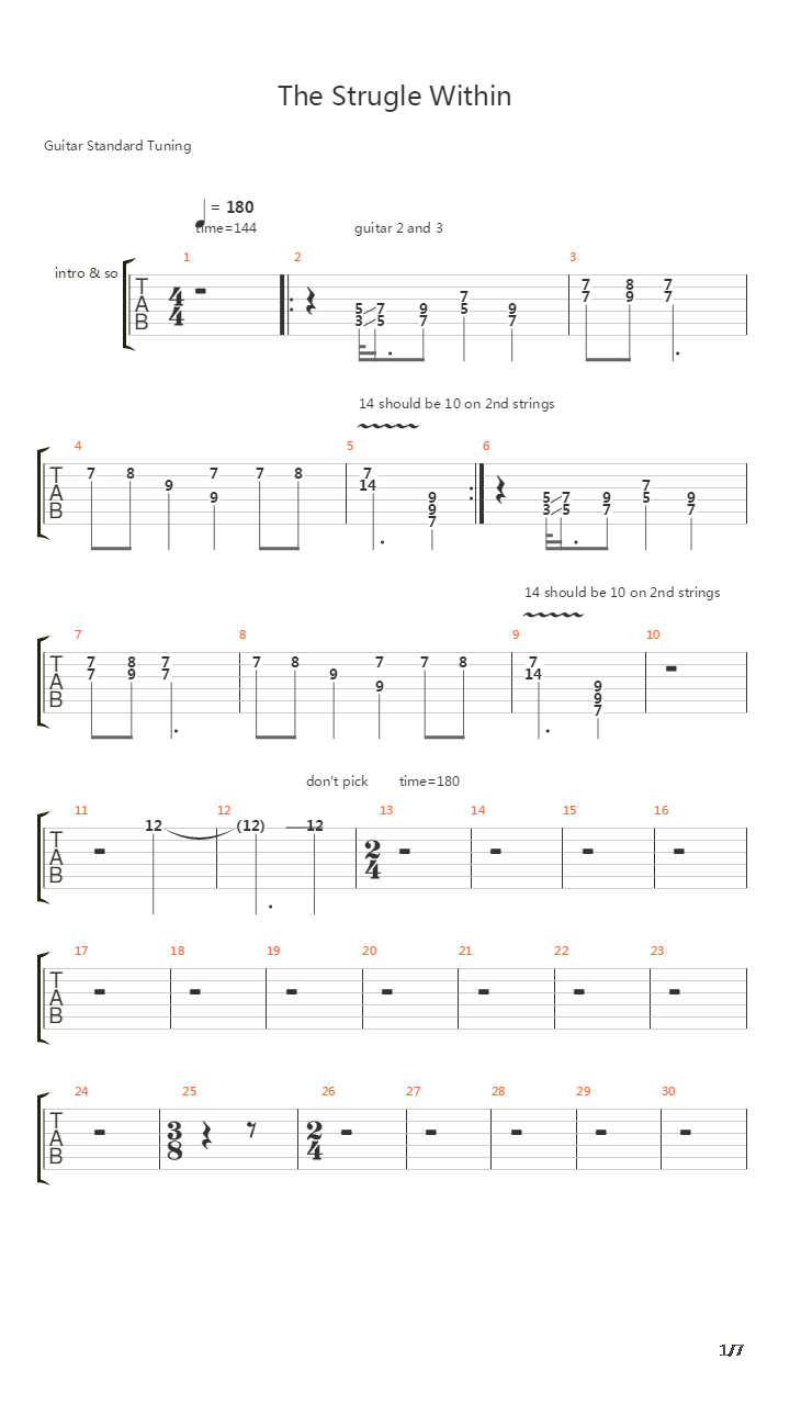 The Struggle Within吉他谱