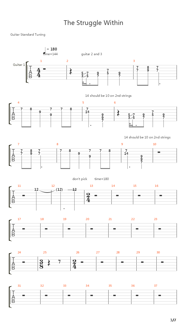 The Struggle Within吉他谱