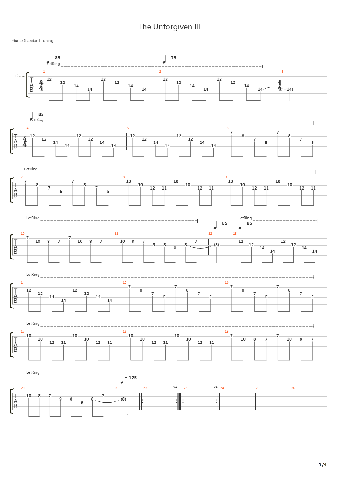 The Unforgiven Iii吉他谱