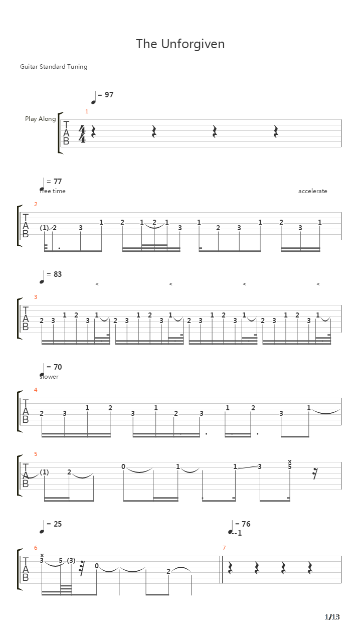 The Unforgiven(10)吉他谱