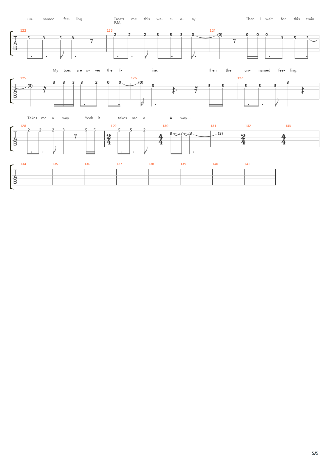 The Unnamed Feeling吉他谱