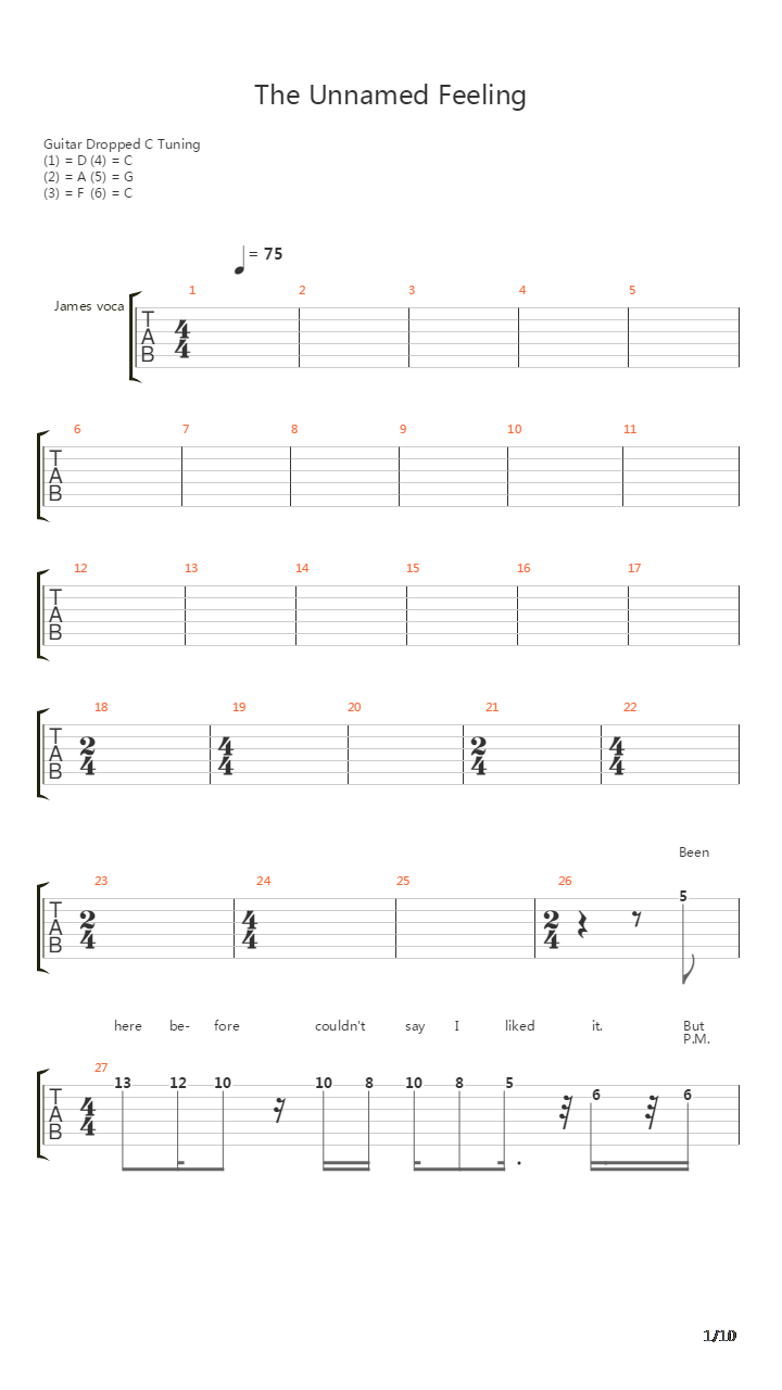 The Unnamed Feeling吉他谱