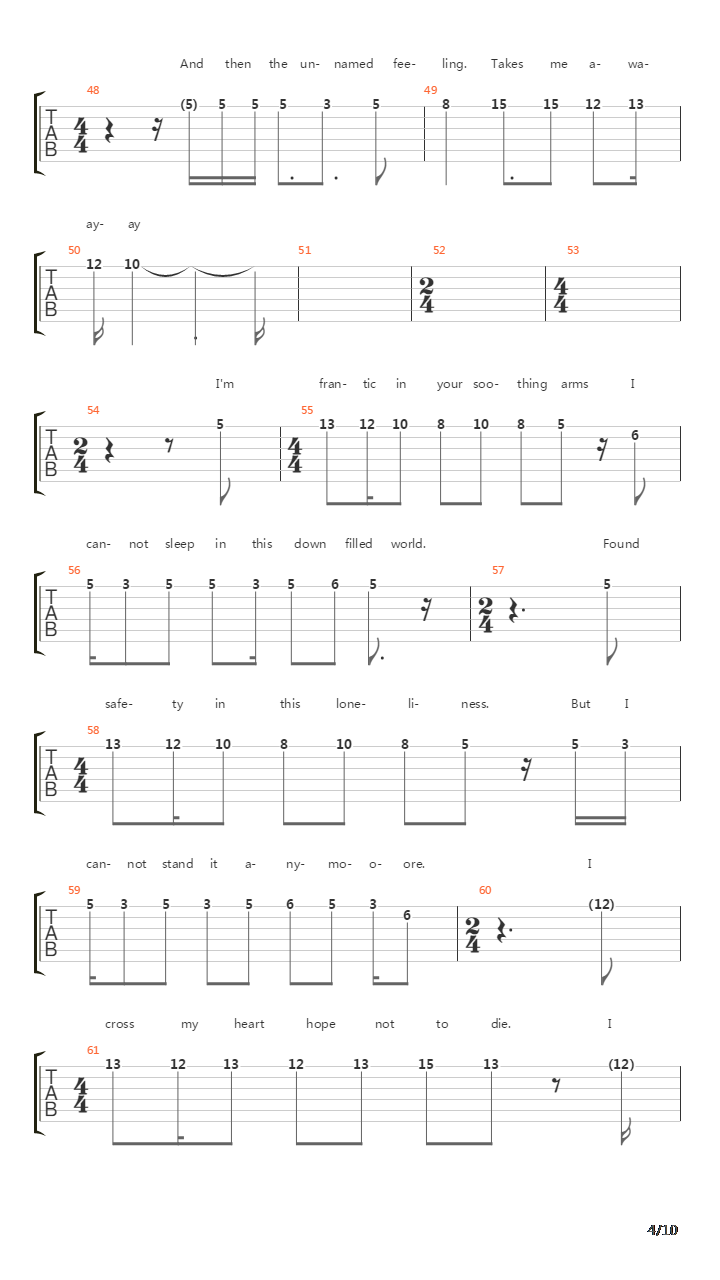 The Unnamed Feeling吉他谱