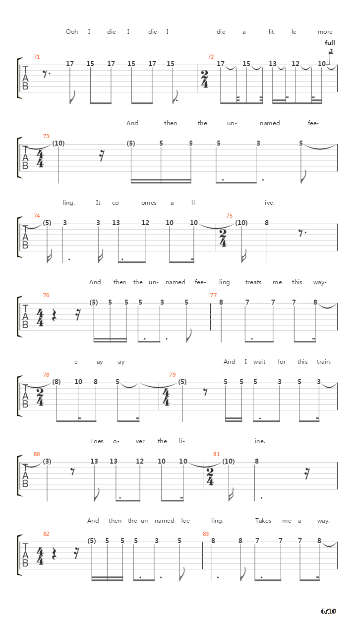 The Unnamed Feeling吉他谱