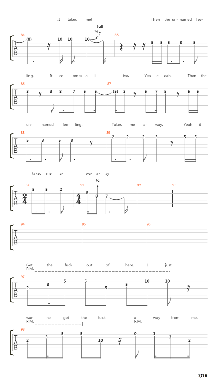 The Unnamed Feeling吉他谱