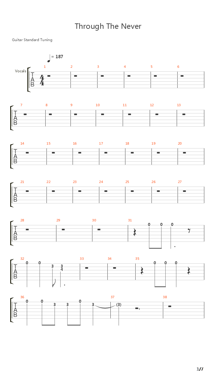Through The Never吉他谱