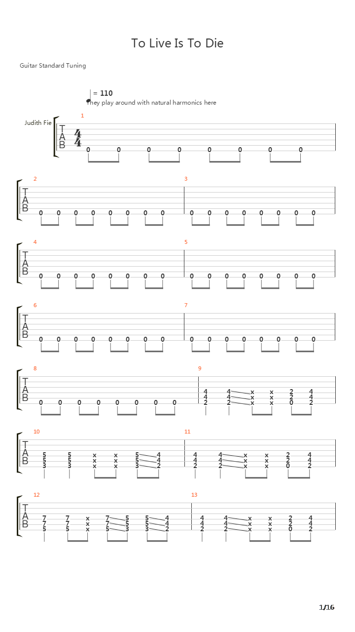 To  Is To Die吉他谱