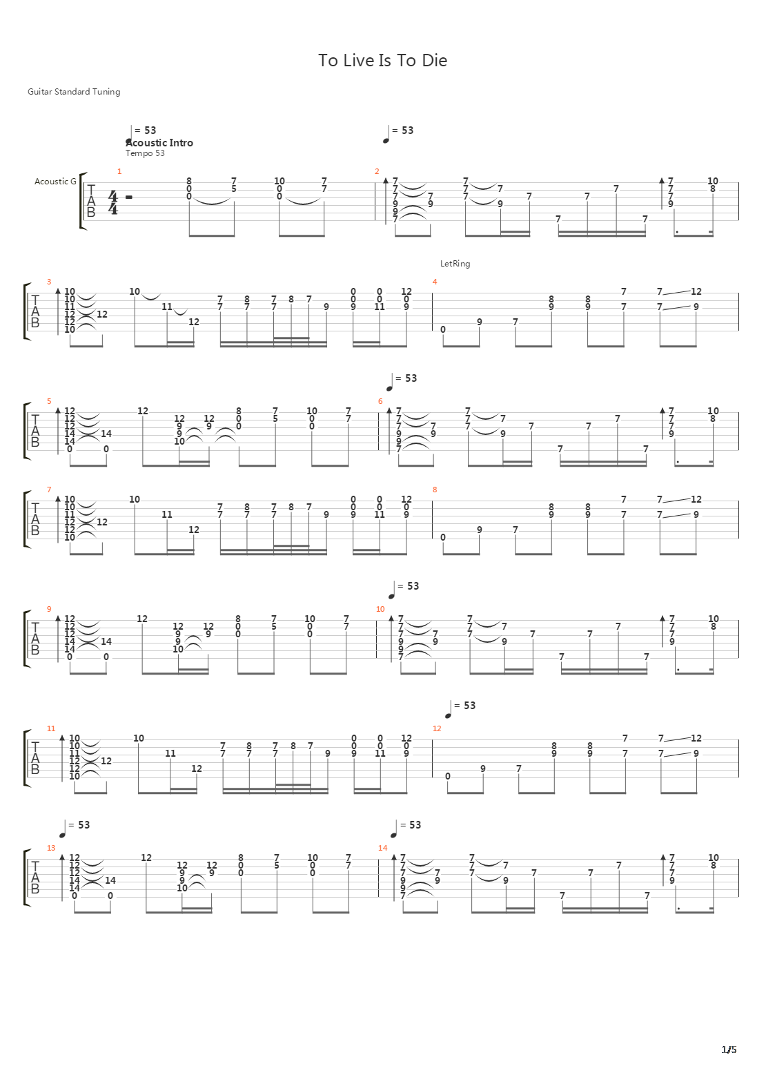 To  Is To Die吉他谱