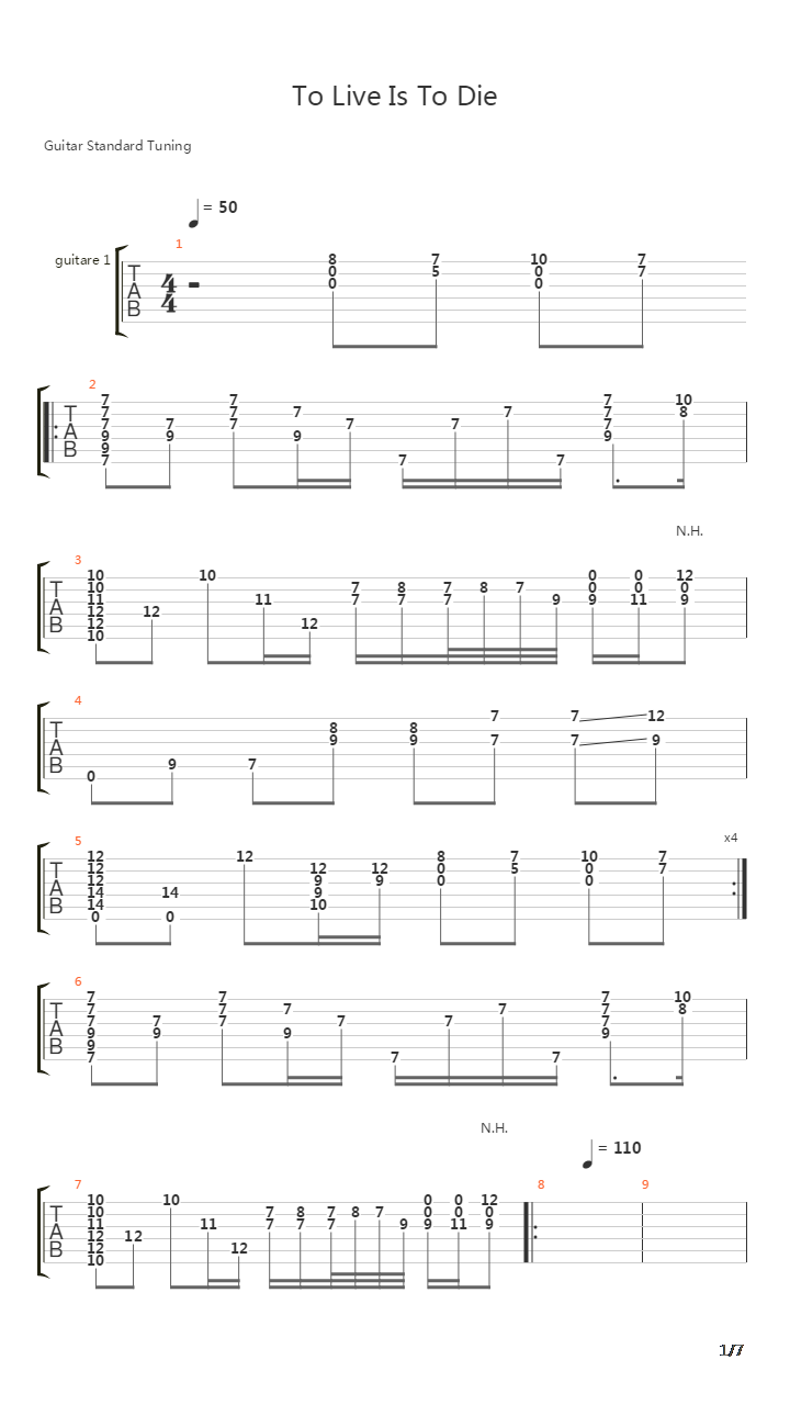To  Is To Die吉他谱