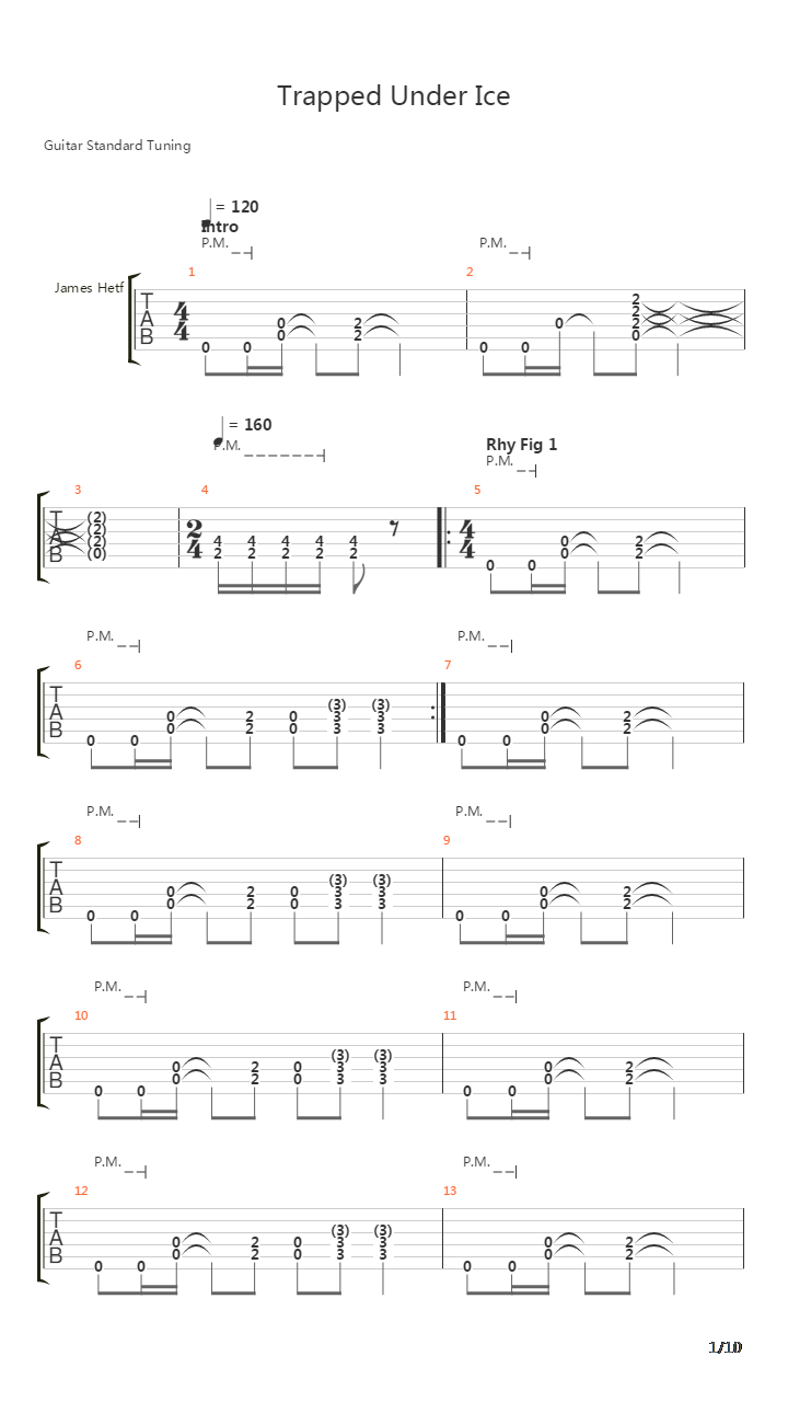 Trapped Under Ice Gtr Only吉他谱