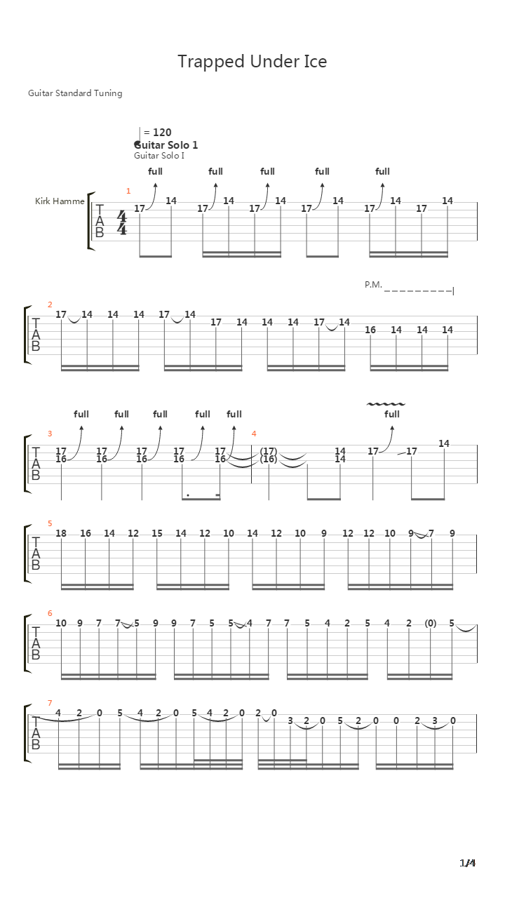 Trapped Under Ice吉他谱
