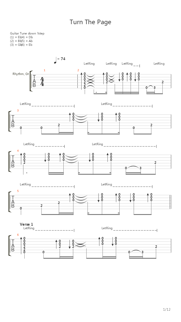 Turn The Page吉他谱