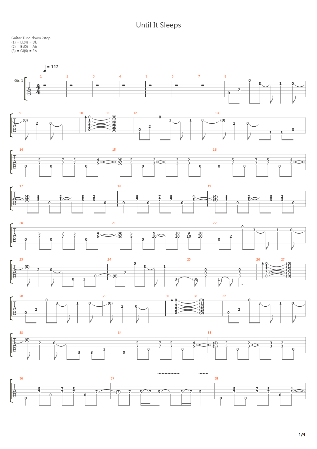 Until It Sleeps吉他谱