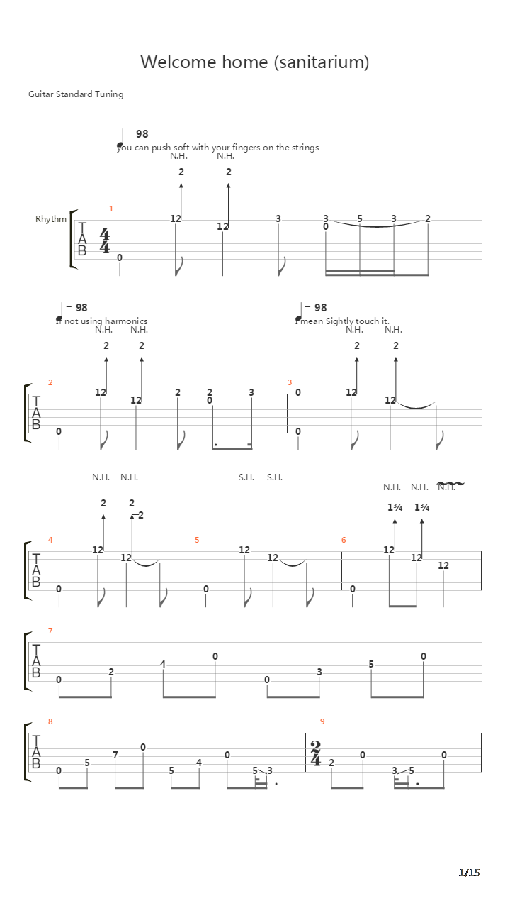 Welcome Home Sanitarium吉他谱