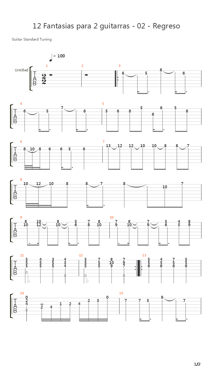 12 Fantasias Para 2 Guitarras 02 Regreso吉他谱
