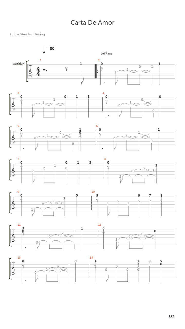 Carta De Amor吉他谱