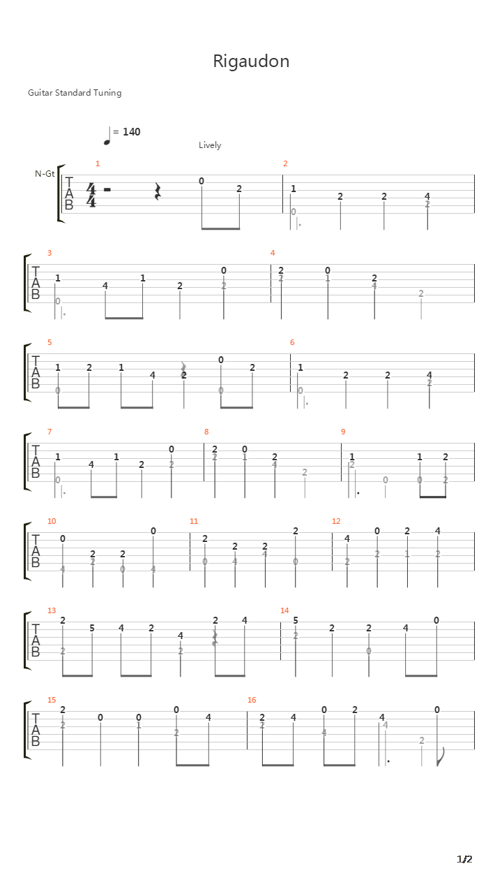 Rigaudon吉他谱