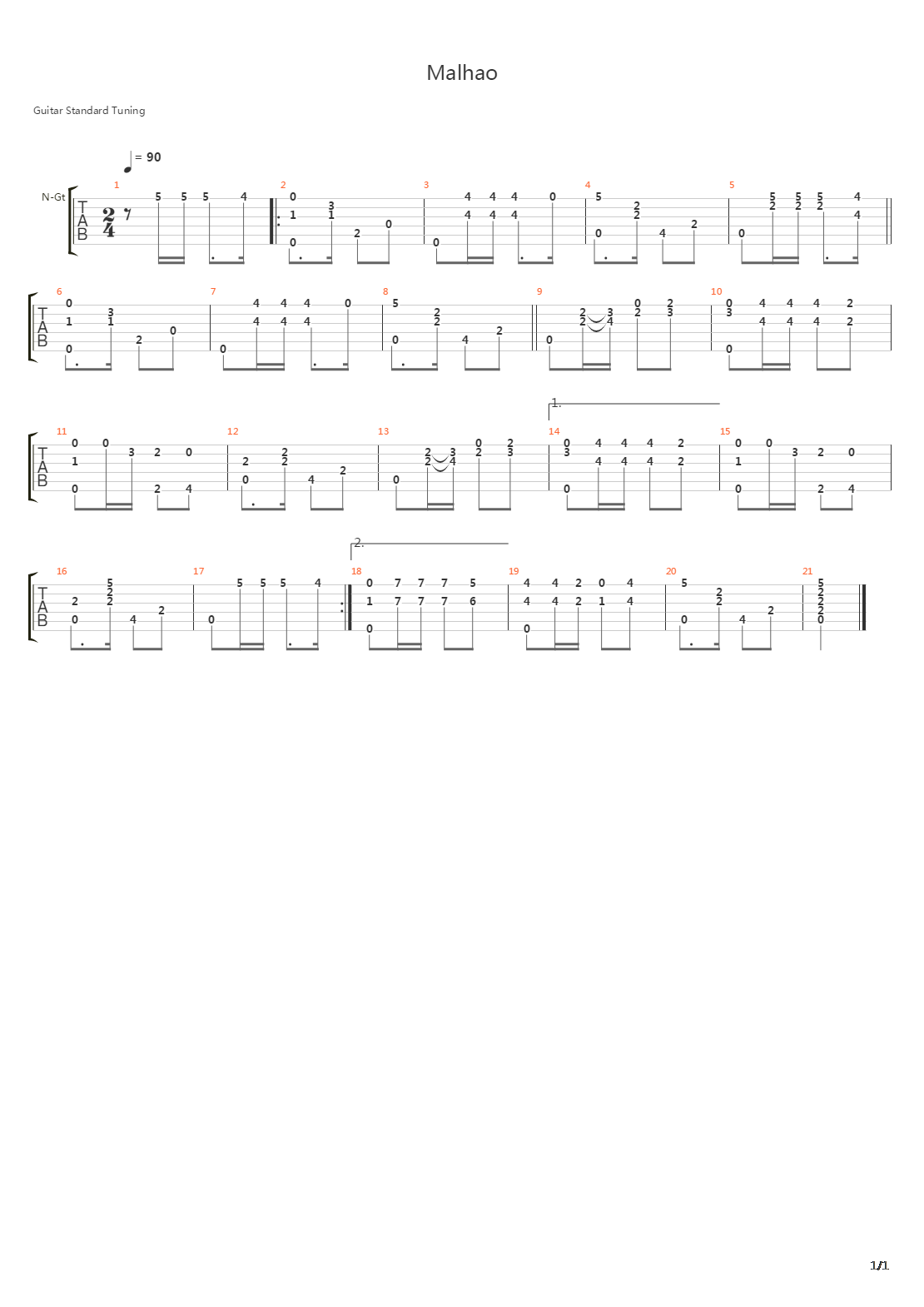 Malhao吉他谱
