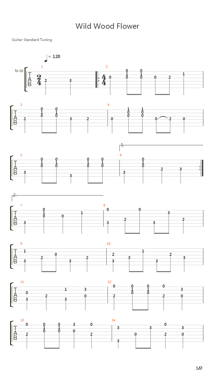 Wild Wood Flower吉他谱