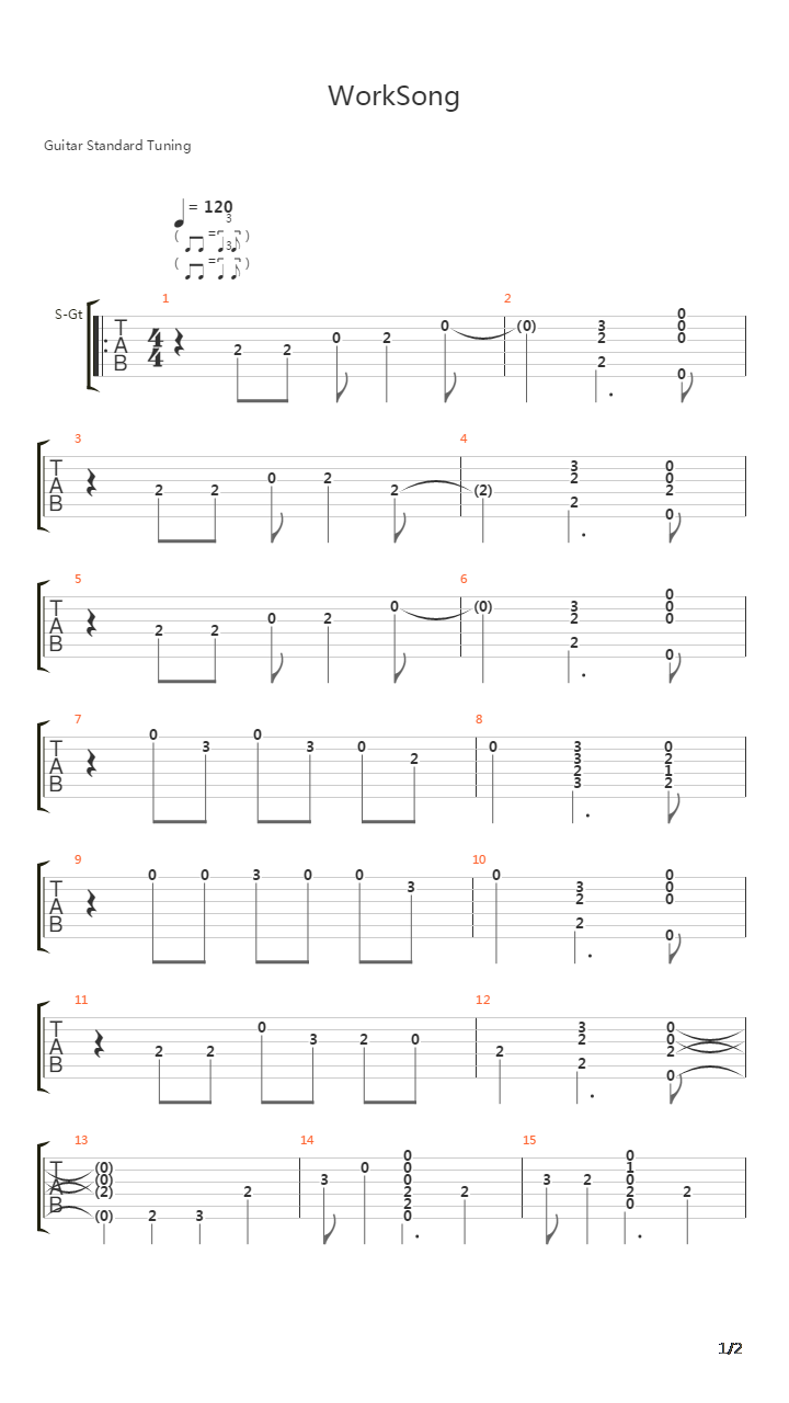 Worksong吉他谱