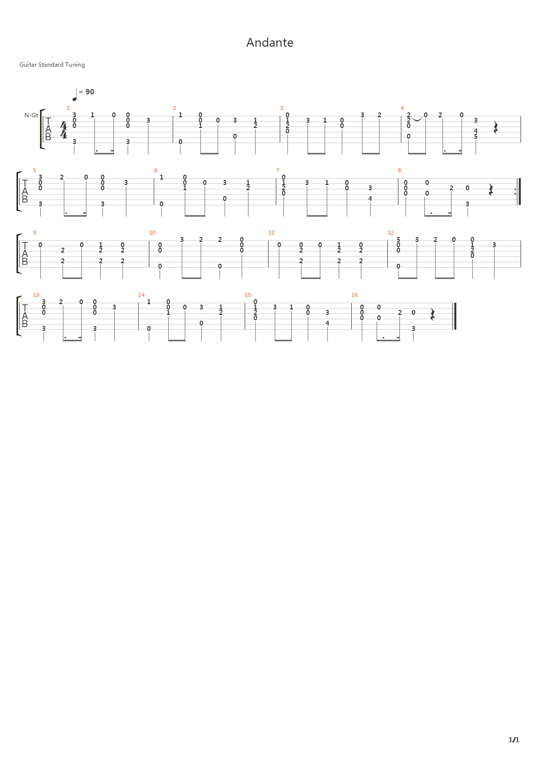 Andante吉他谱