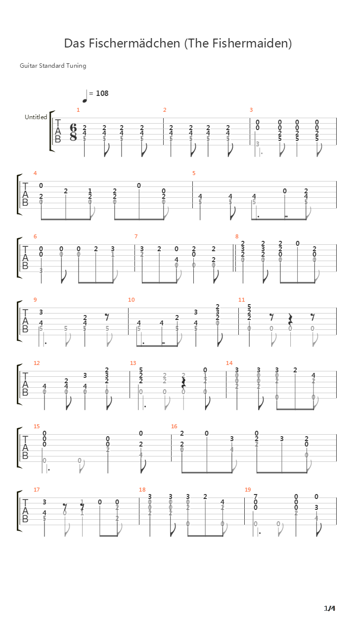 Das Fischermdchenthe Fishermaiden吉他谱