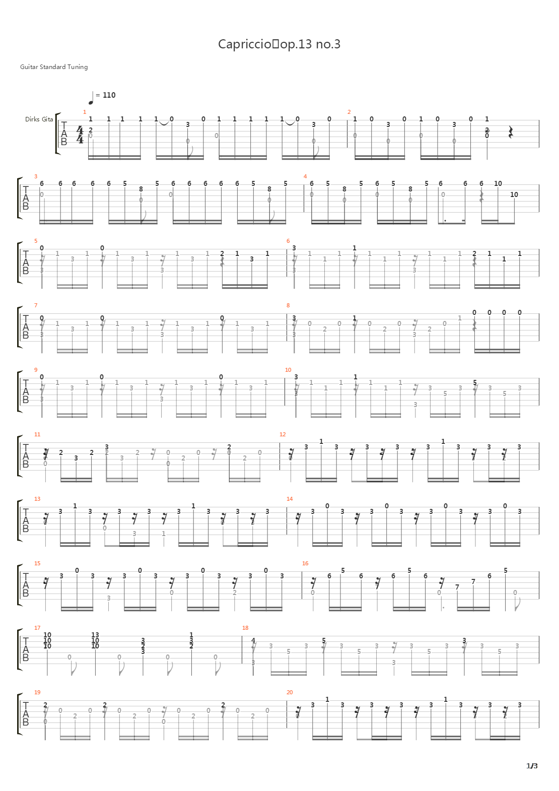 Opus 13 No 3 Capriccio吉他谱