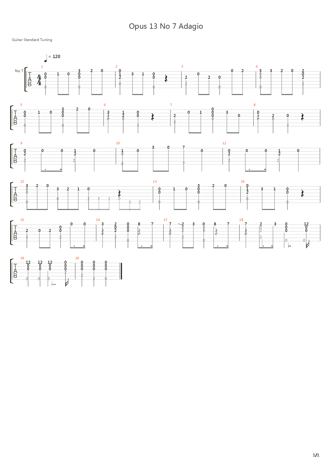 Opus 13 No 7 Adagio吉他谱