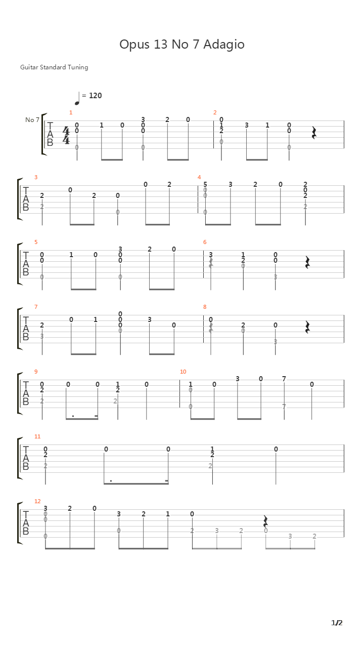 Opus 13 No 7 Adagio吉他谱