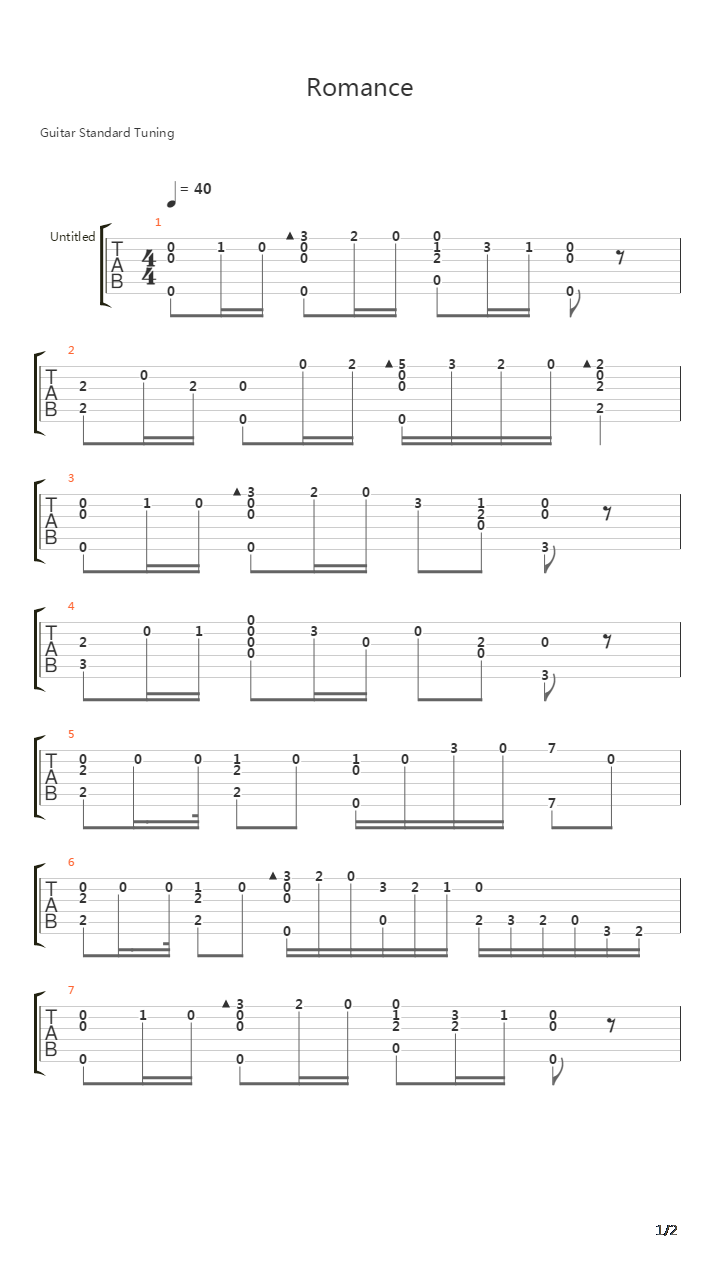 Romance吉他谱