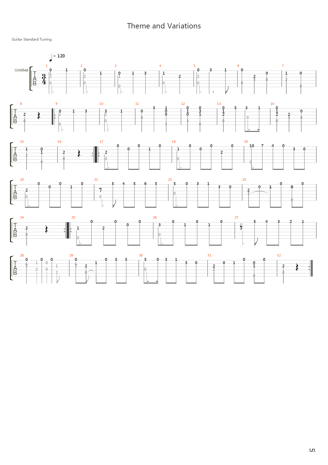 Theme And Variations吉他谱