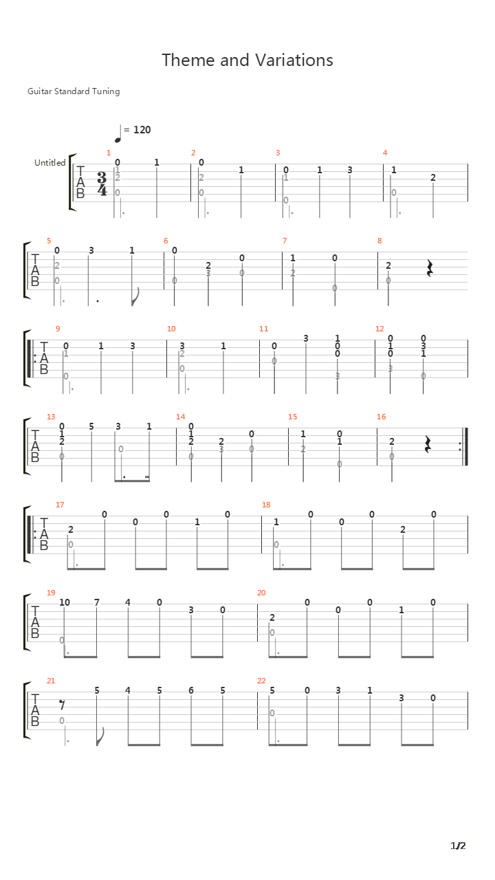 Theme And Variations吉他谱