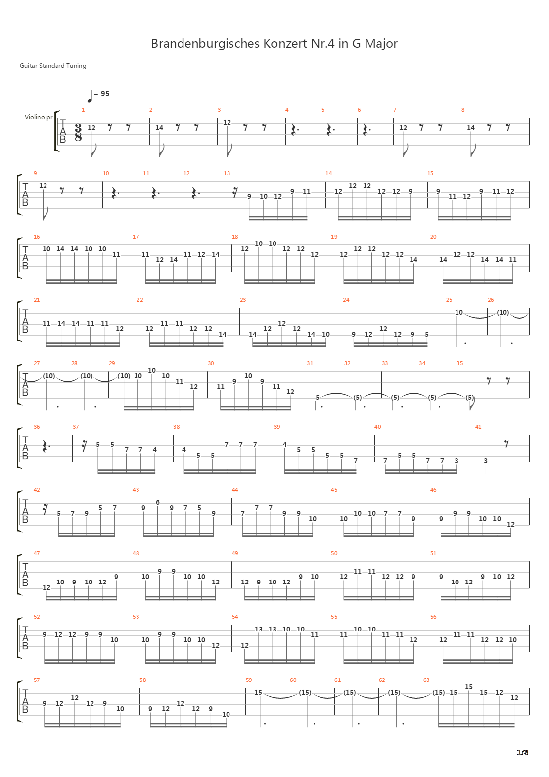 Brandenburgisches Konzert Nr4 In G-major吉他谱