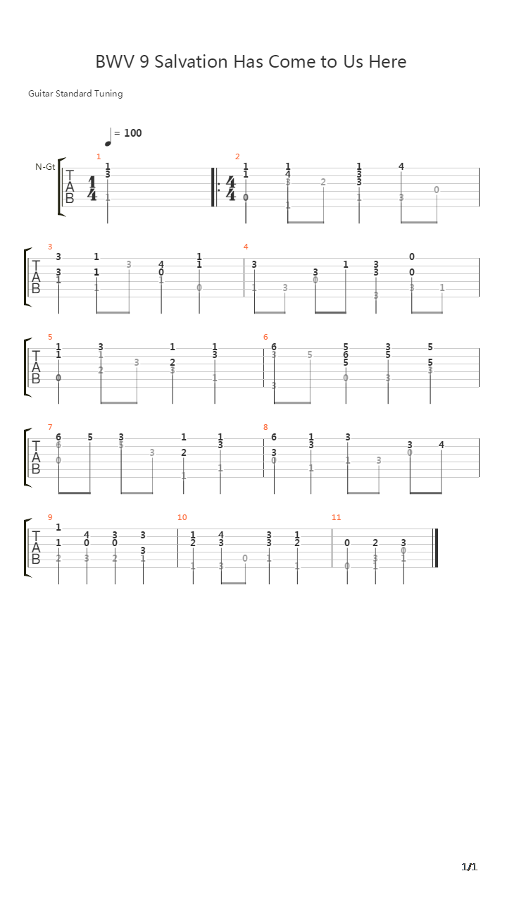 BWV 9 Salvation Has Come to Us Here吉他谱