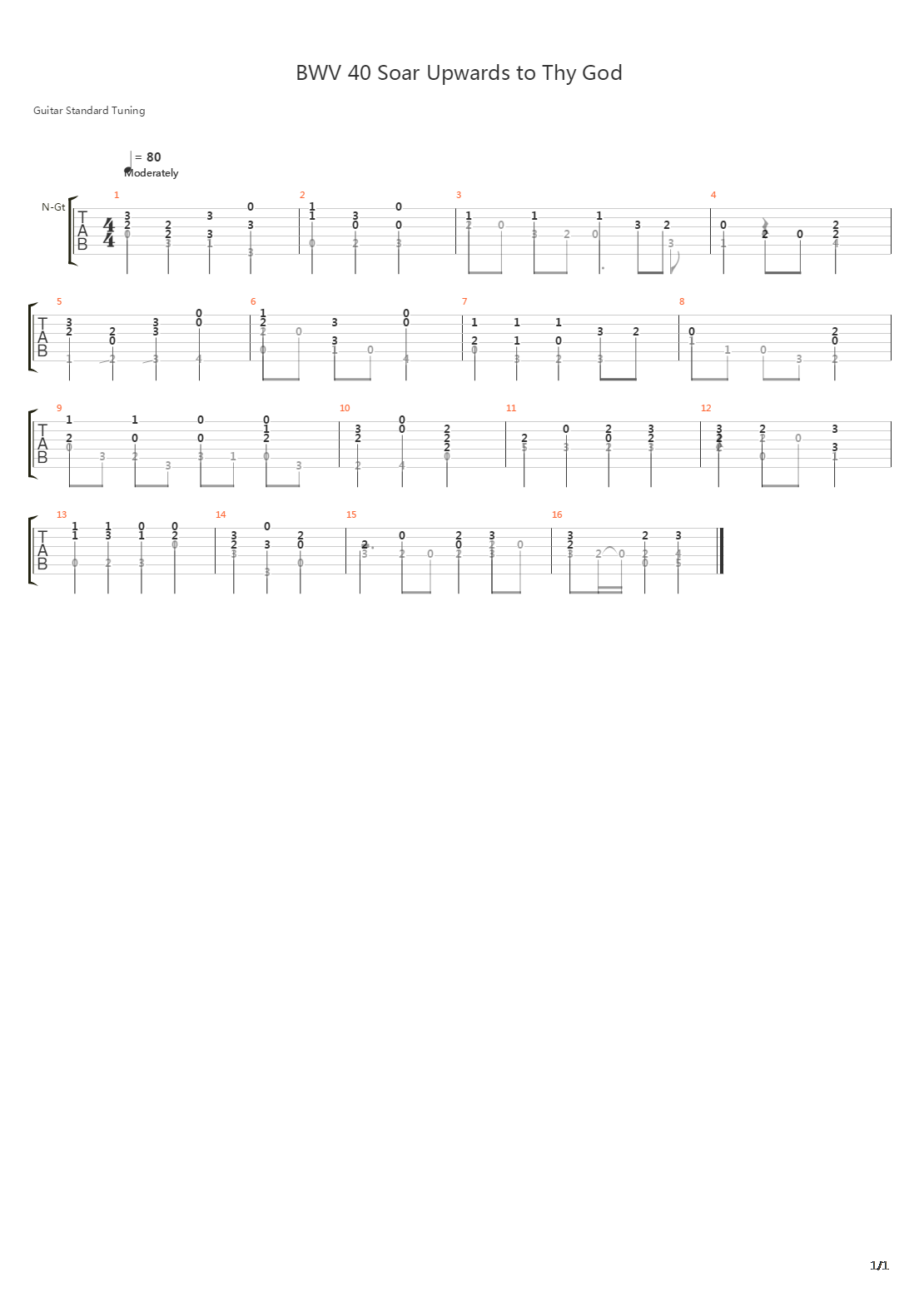 BWV 40 Soar Upwards to Thy God吉他谱