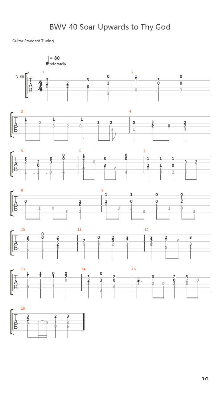 BWV 40 Soar Upwards to Thy God吉他谱