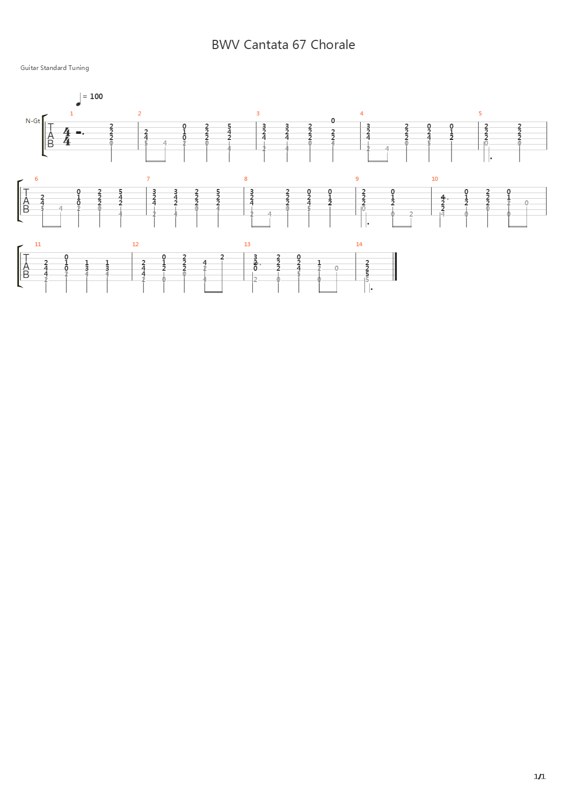 BWV 67 Chorale吉他谱