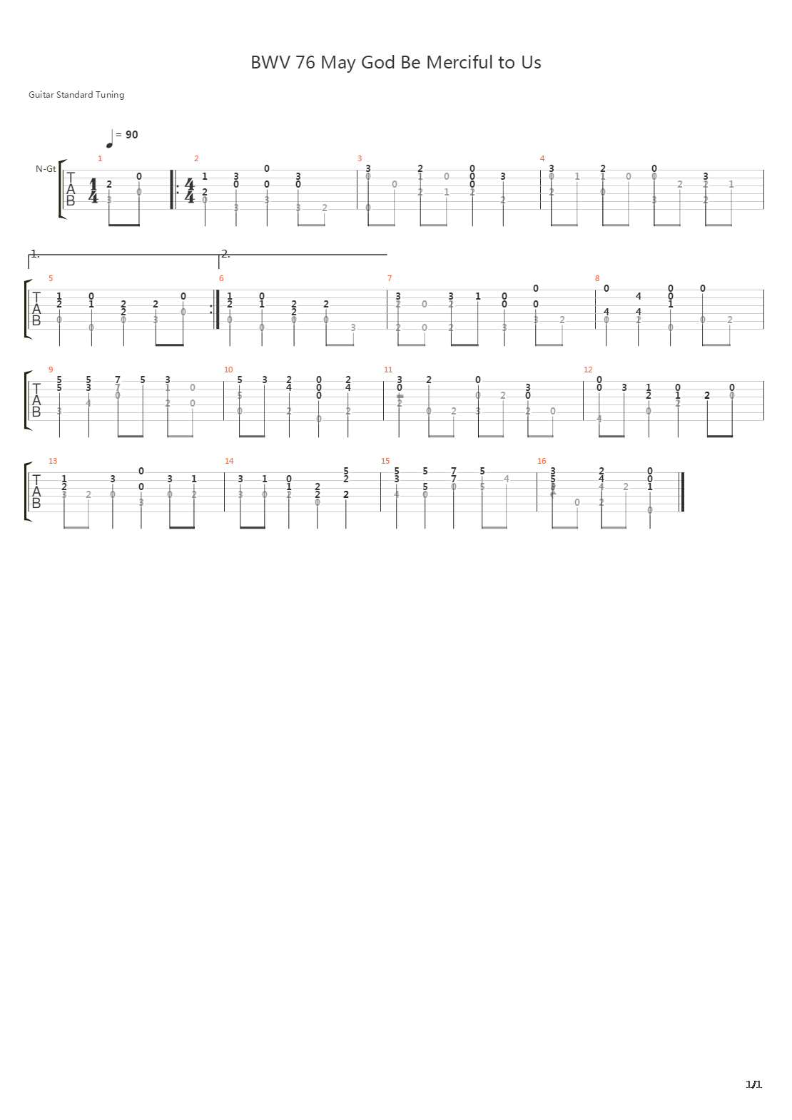 BWV 76 May God be Merciful to Us吉他谱