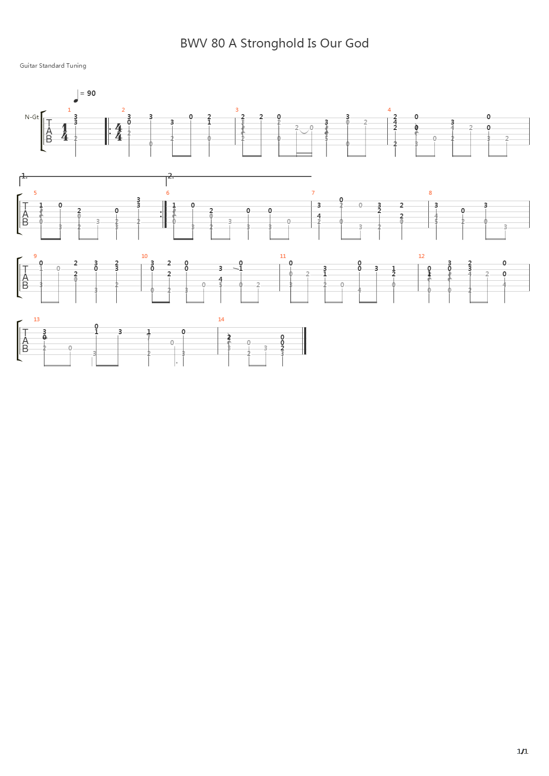 BWV 80 A Stronghold Is Our God吉他谱