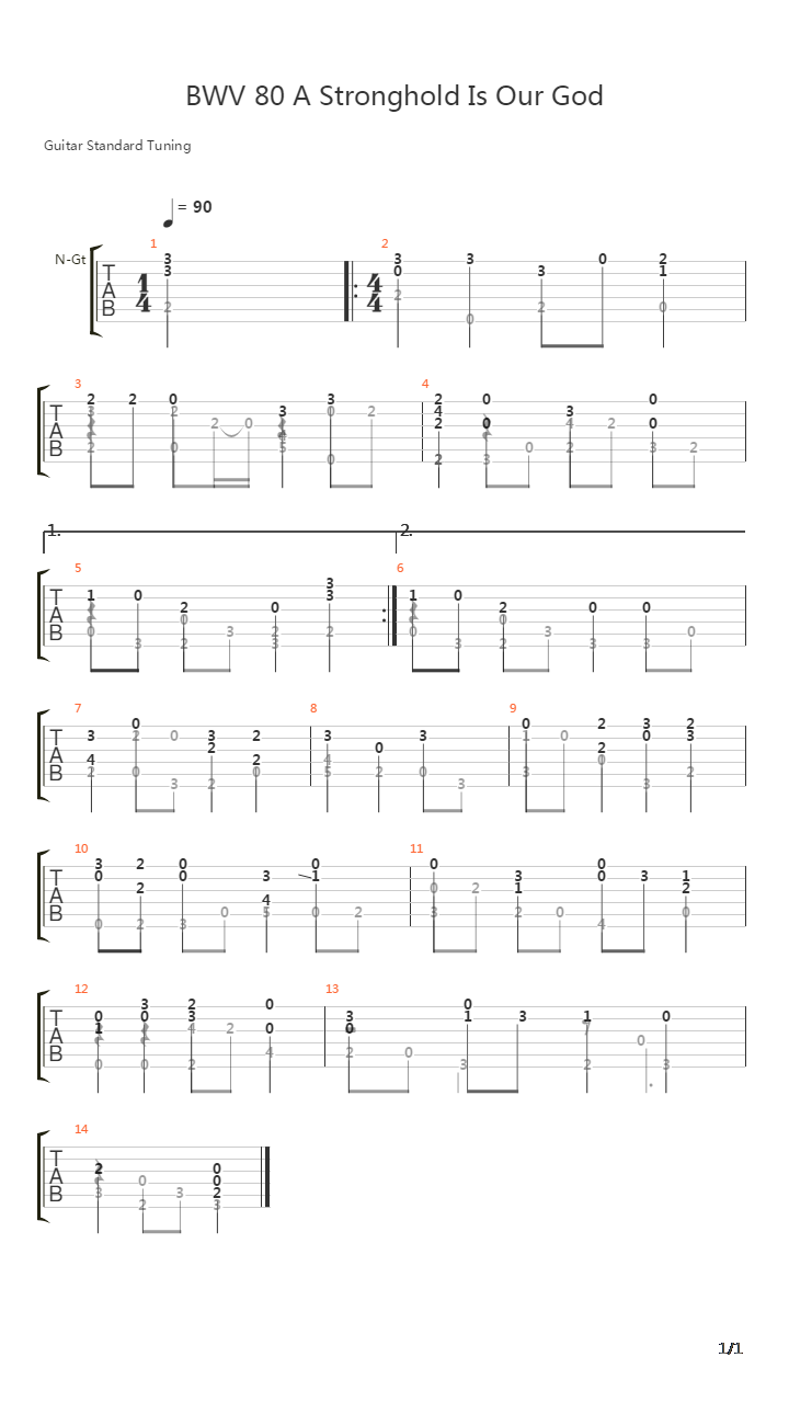 BWV 80 A Stronghold Is Our God吉他谱