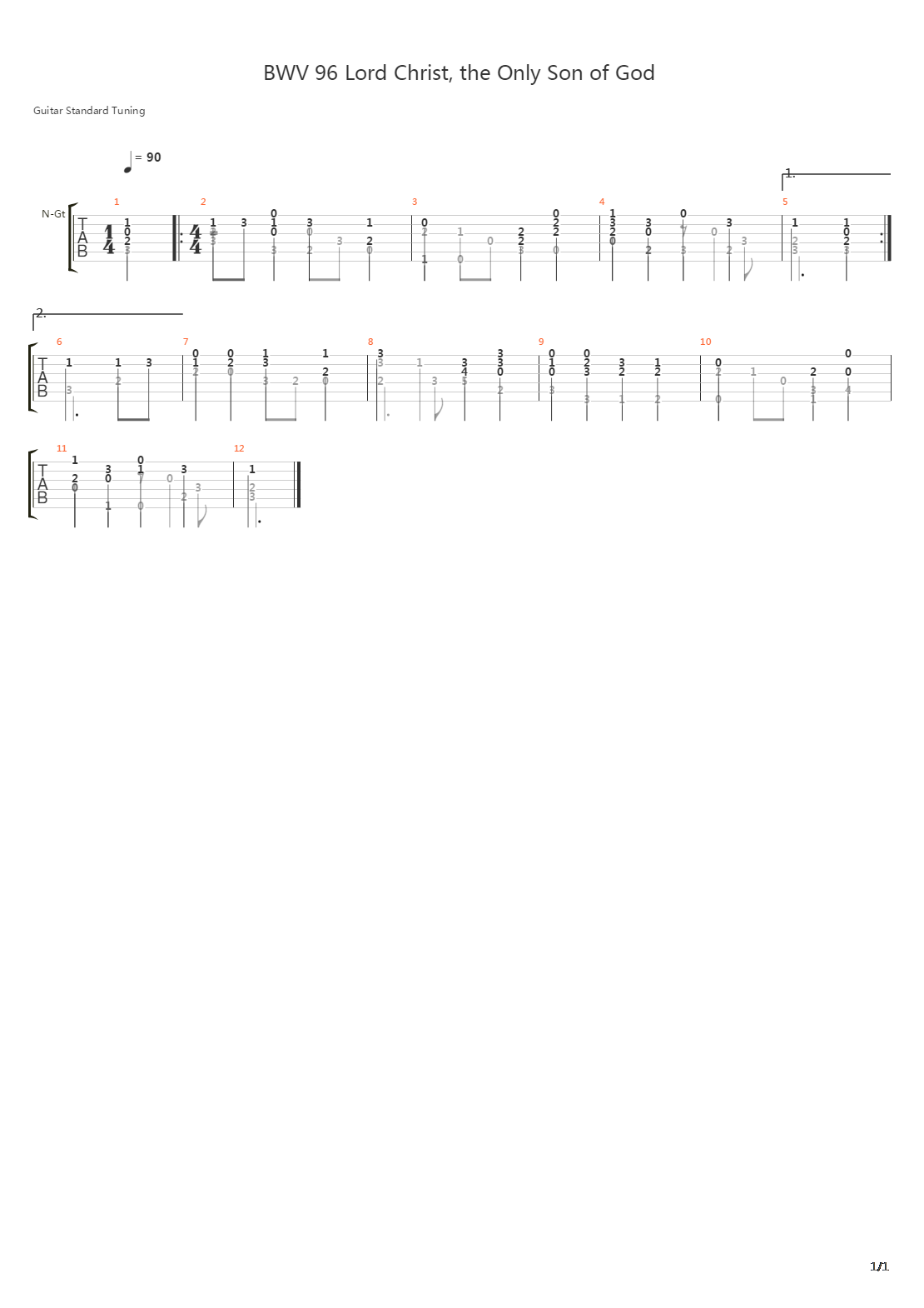 BWV 96 Lord Christ the Only Son of God吉他谱