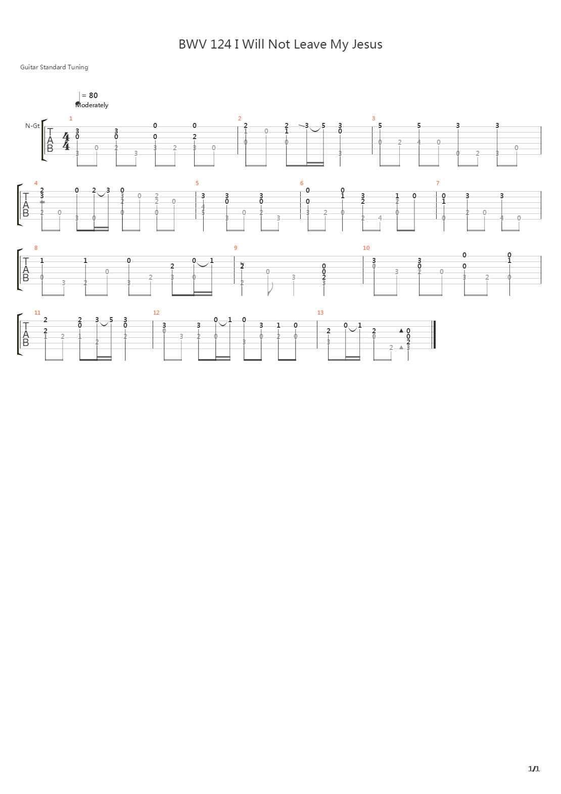 BWV 124 I Will Not Leave My Jesus吉他谱