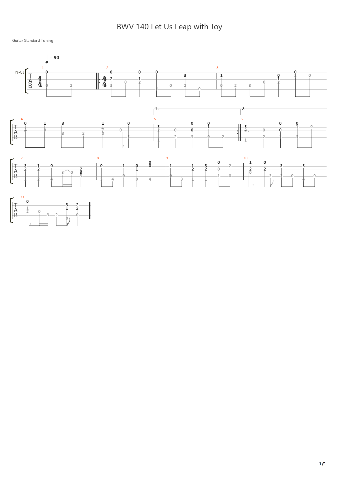 BWV 140 Let Us Leap with Joy吉他谱