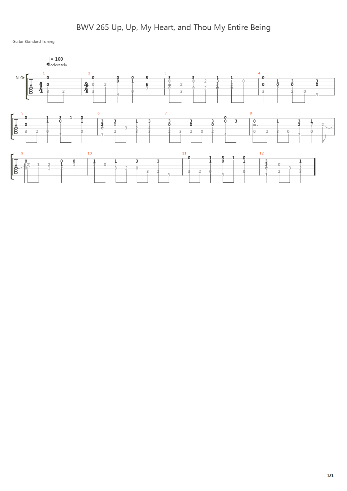BWV 265 Up Up My Heart And Thou My Entire Being吉他谱