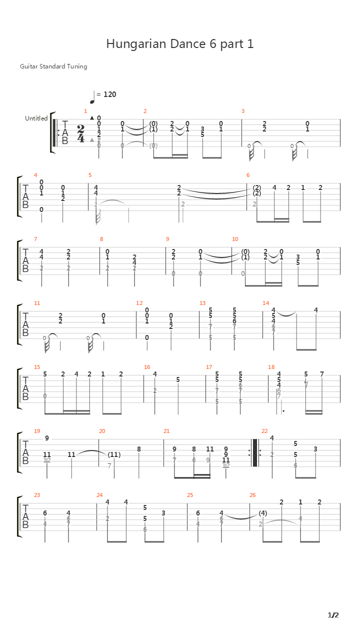 Hungarian Dance 6 Part 1吉他谱