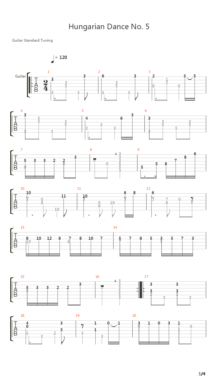 Hungarian Dance No 5吉他谱