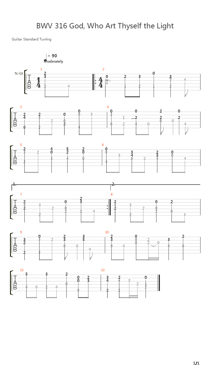 BWV 316 God Who Art Thyself the Light吉他谱