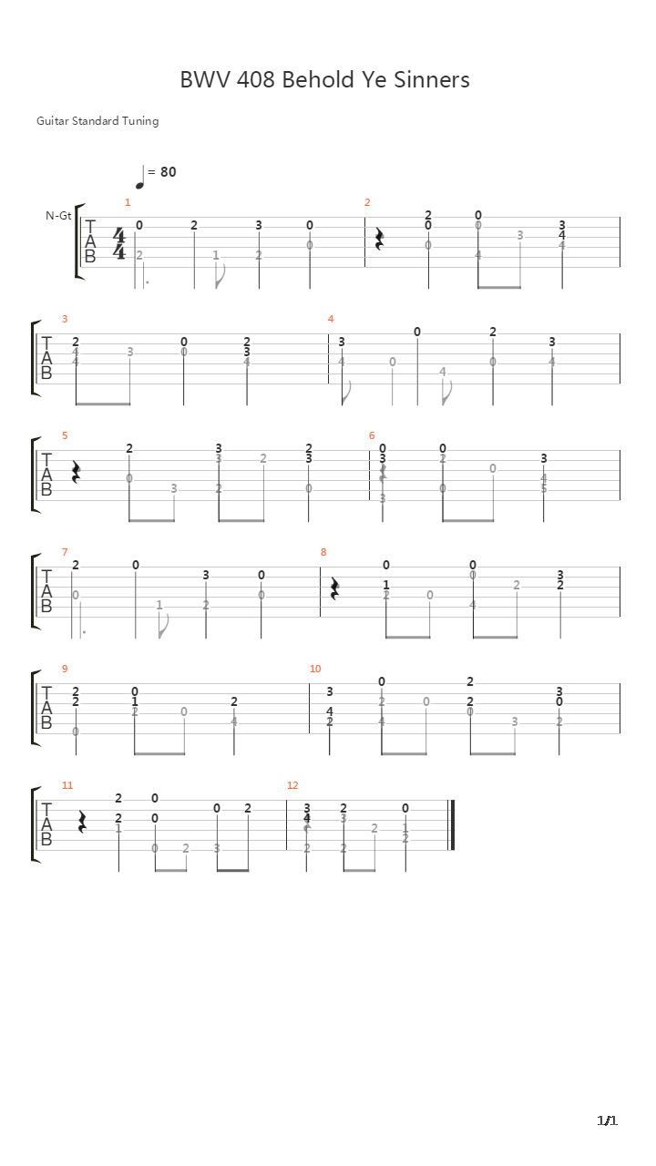 BWV 408 Behold Ye Sinners吉他谱