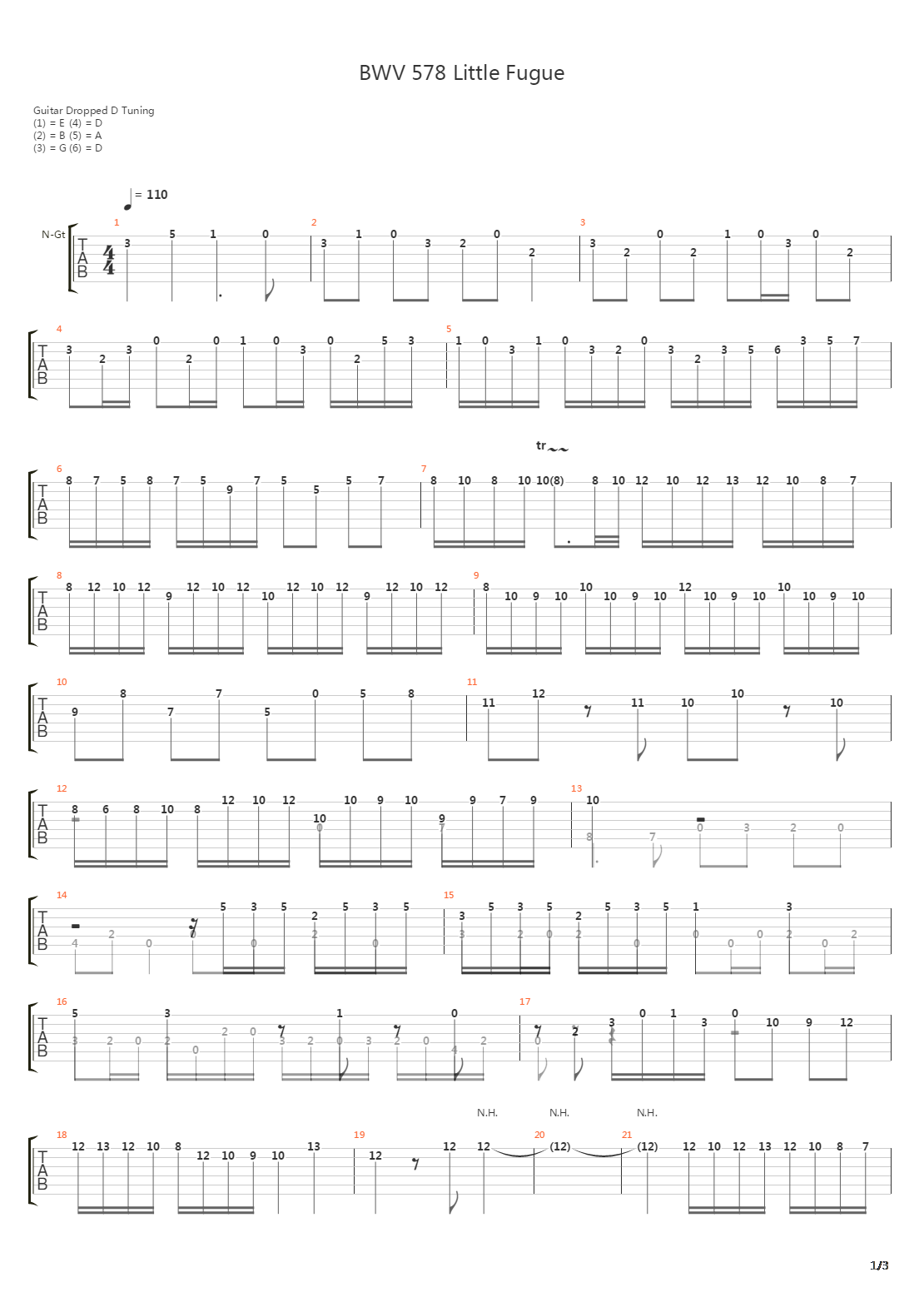 BWV 578 Little Fugue吉他谱